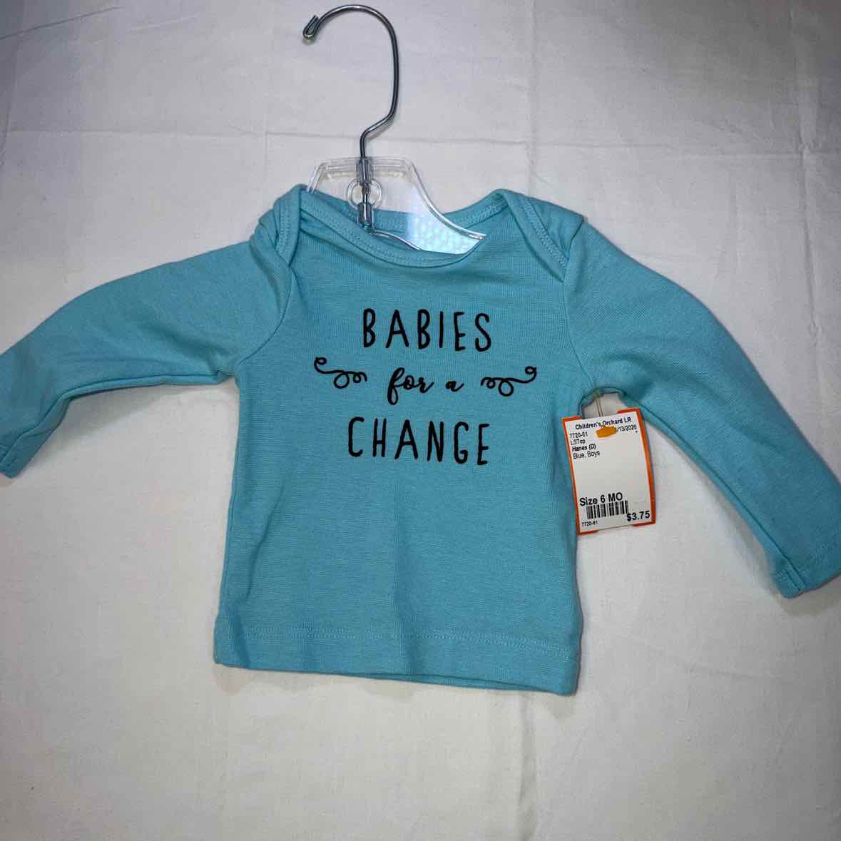 Hanes (D) Blue Infant Size 6 MO Boys LSTop