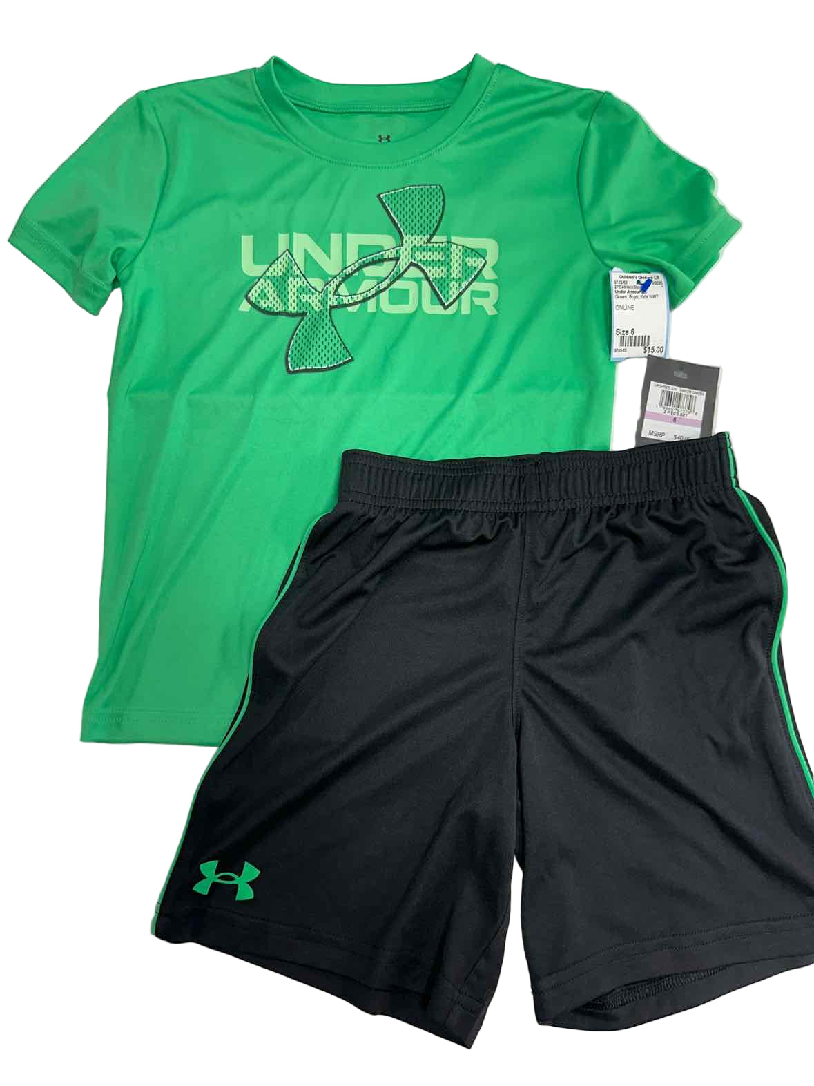 Under Armour (B) Green Youth Size 6 Boys 2PCAthleticShortSuit