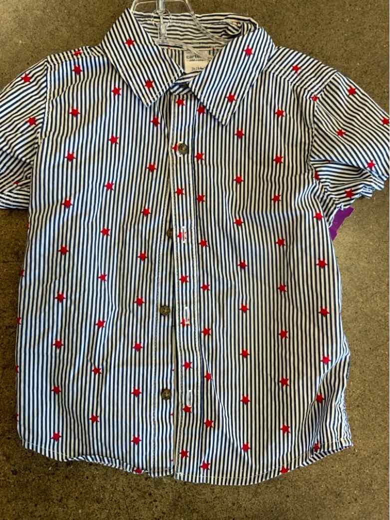 Carters (C) Red White Blue Toddler Size 3T Boys ButtondownSS