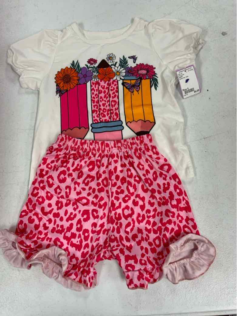 SHEIN White Pink Toddler Size 4 Girls 2PCCasual