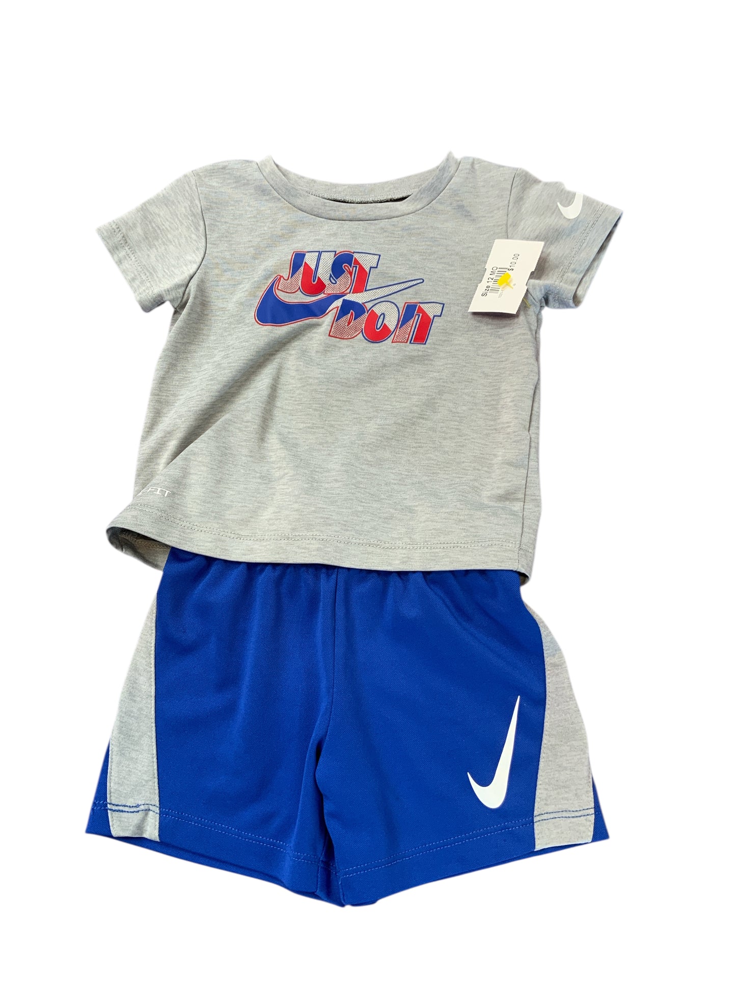 Nike (B) Gray Infant Size 12 MO Boys 2PC Athletic Short Suit