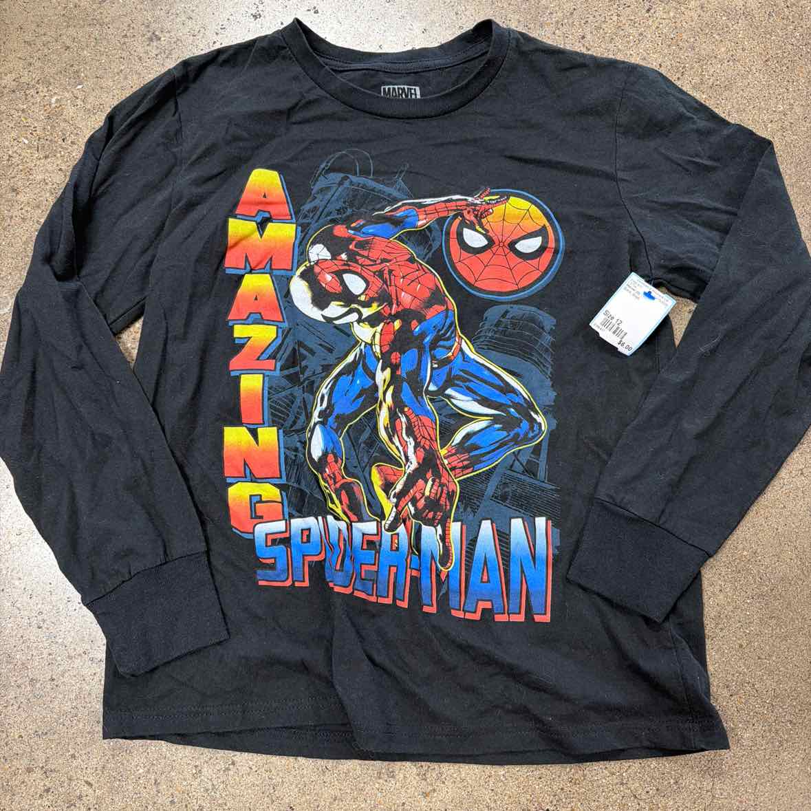 Marvel (D) Black Youth Size 12 Boys LSTop