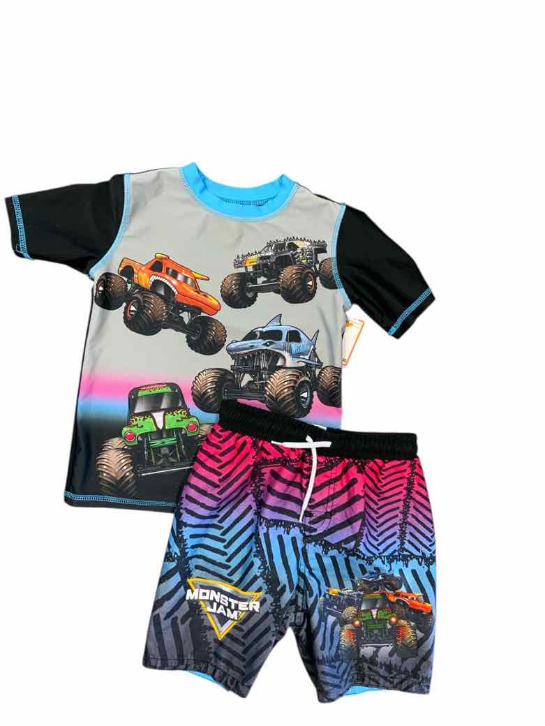 monster jam Gray Toddler Size 5T Boys 2PCSwimwear