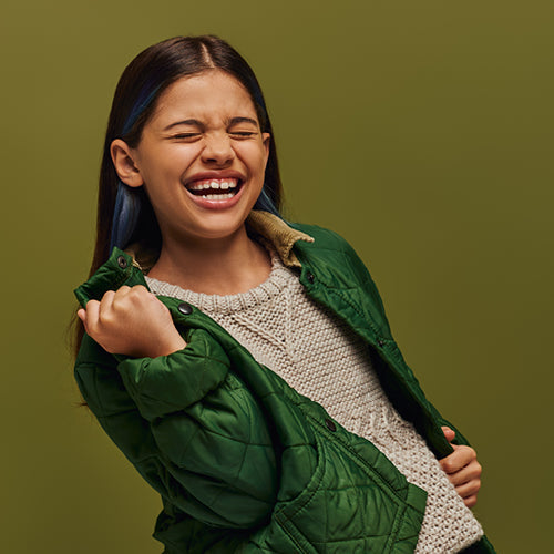 Girl in Green jacket
