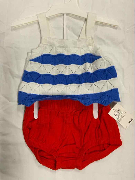 Cat and Jack (D) Red White Blue Infant Size 3 MO Girls 2PC Casual