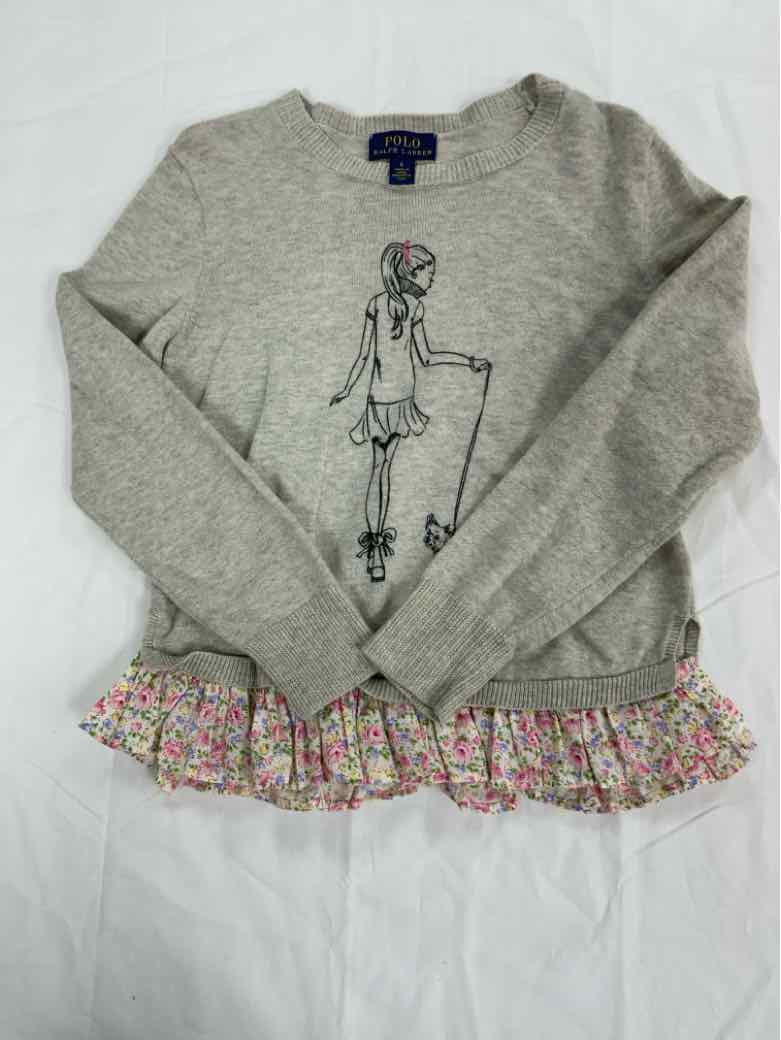 Polo Ralph Lauren (A) Gray Youth Size 6 Girls LSTop