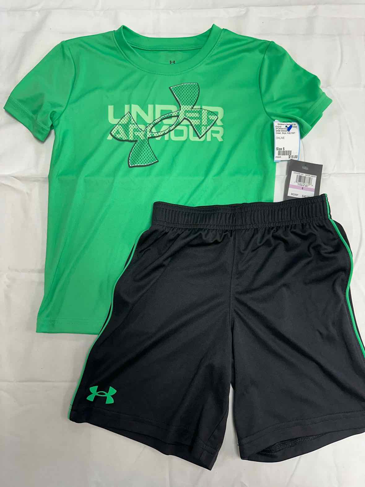 Under Armour (B) Green Youth Size 6 Boys 2PCAthleticShortSuit