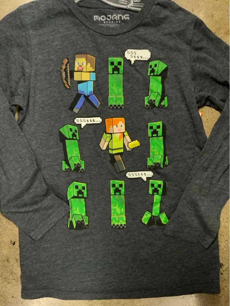 Mojang (D) Gray Youth Size 12 Boys LSTop
