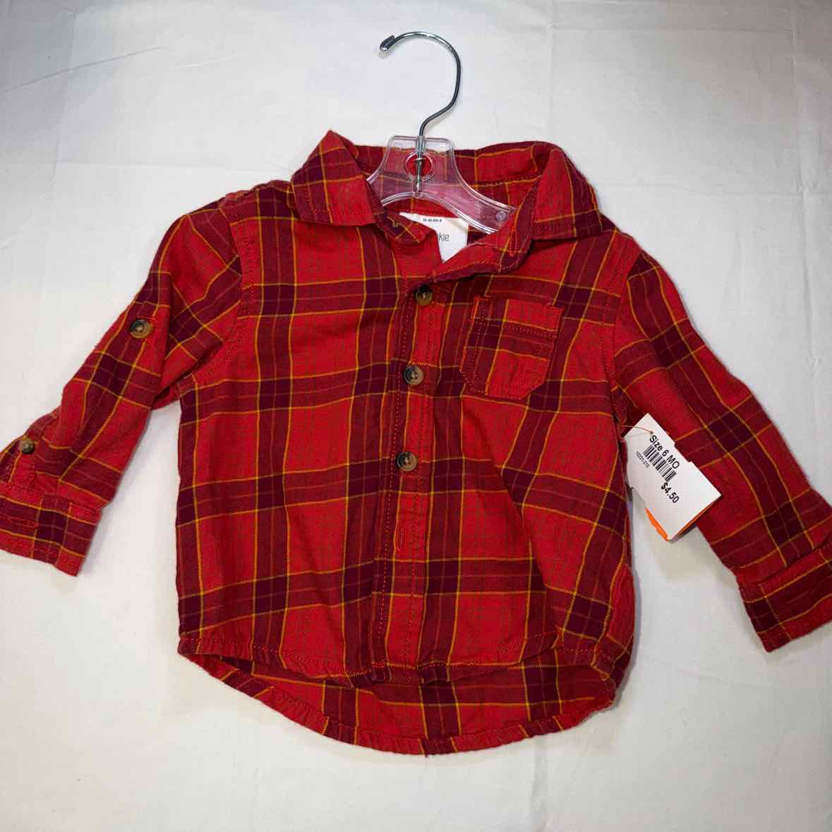 Okie Dokie (D) Red Infant Size 6 MO Boys ButtondownLS