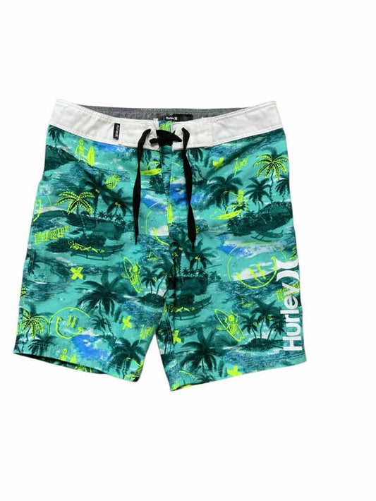 Hurley (C) Green Youth Size 7 Boys SwimTrunks