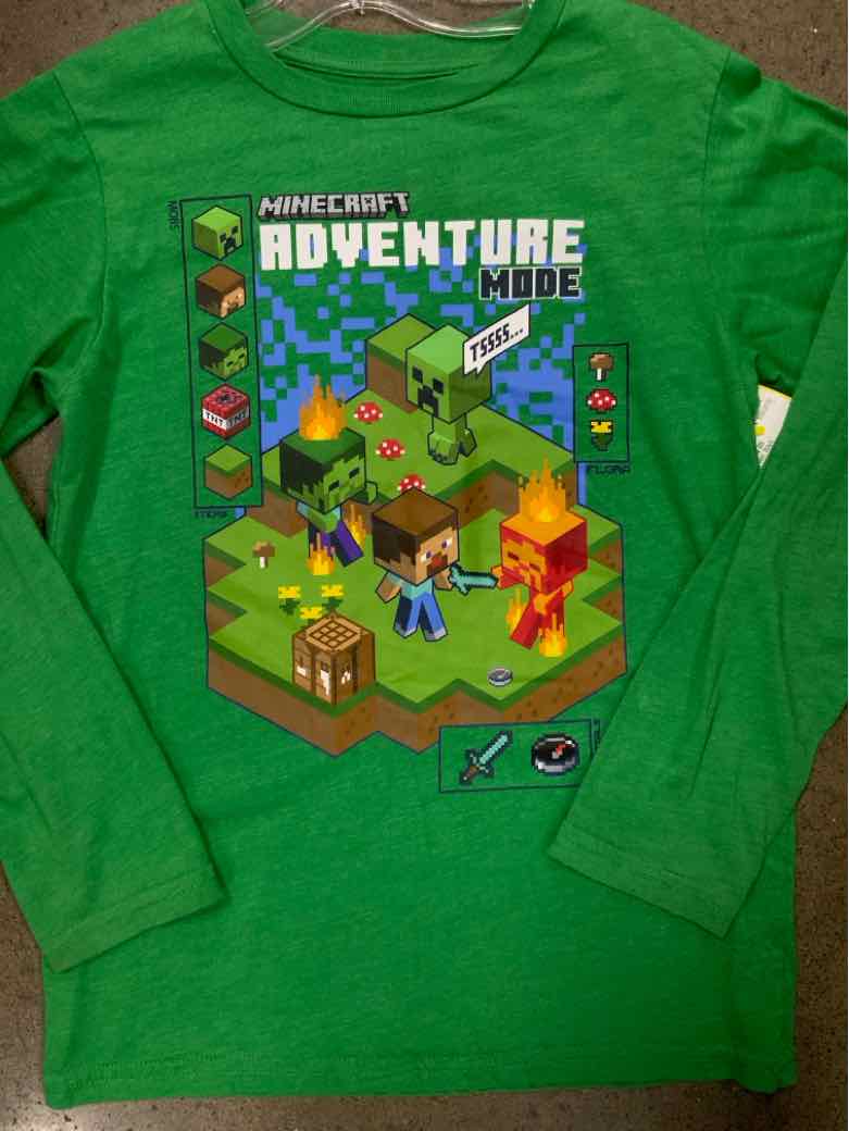 Mojang (D) Green Youth Size 10 Boys LSTop