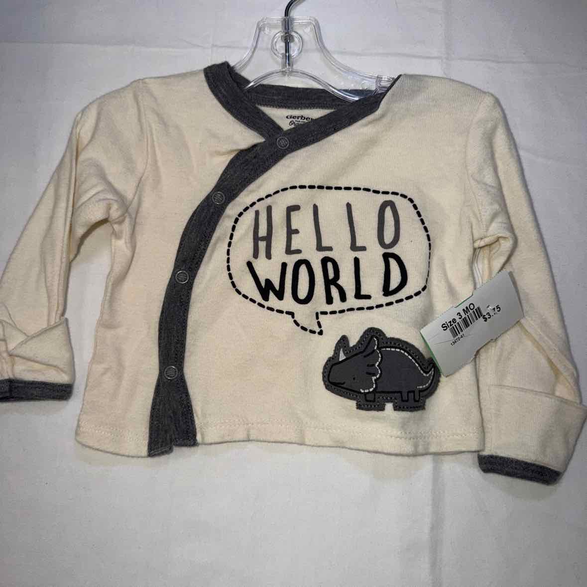 Gerber (D) Cream Infant Size 3 MO Boys LSTop