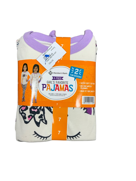 Members Mark (E) Cream Youth Size 7 Girls 3PCSleepwear
