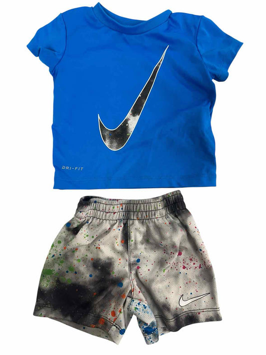 Nike (B) Blue Infant Size 12 MO Boys 2PC Athletic Short Suit