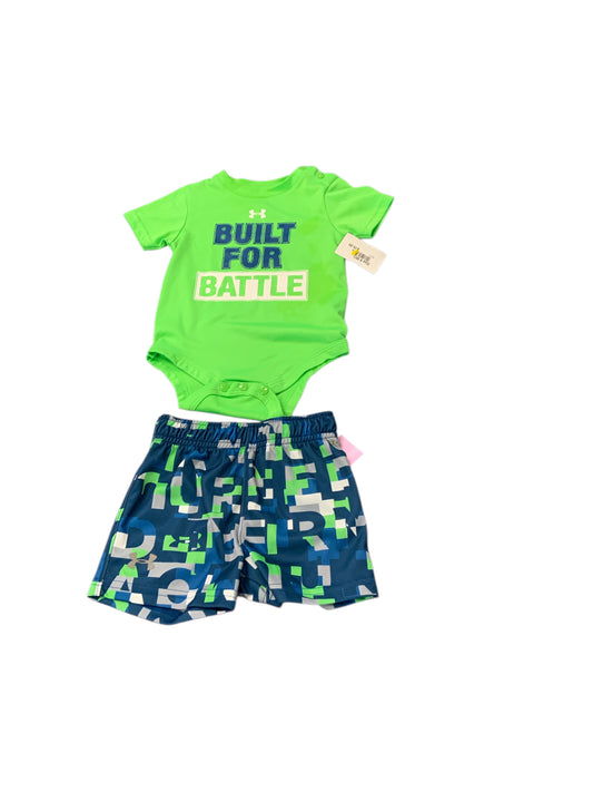 Under Armour (B) Green Infant Size 6 MO Boys 2PC Athletic Short Suit