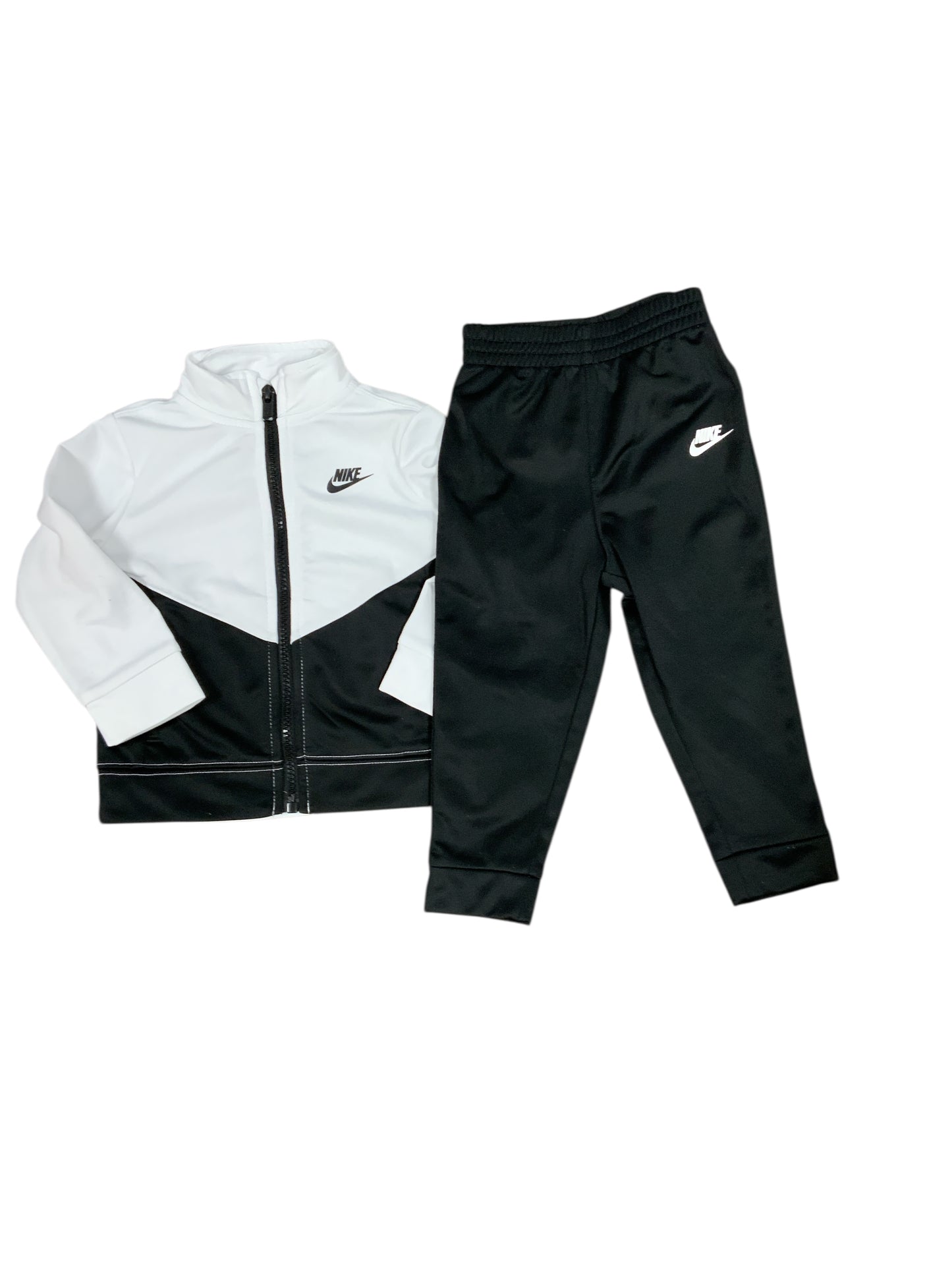 Nike (B) White Black Infant Size 18 MO 2PC Athletic Pant Suit