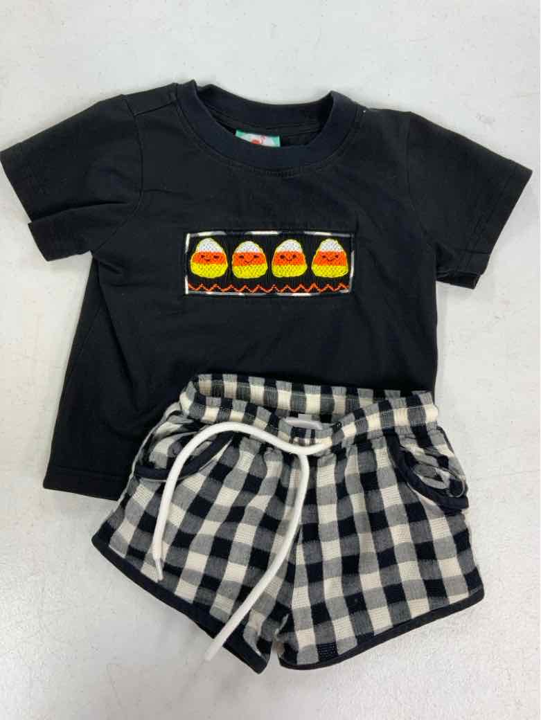 smocked flamingo Black Infant Size 18 MO GIRL/BOYS 2PC Casual