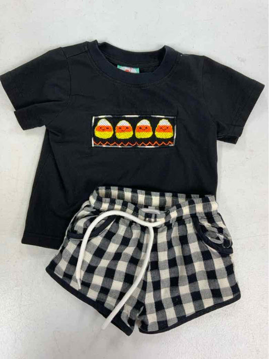 smocked flamingo Black Infant Size 18 MO GIRL/BOYS 2PC Casual
