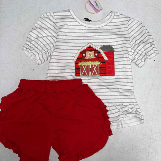 abby & evie White Red Youth Size 6 Girls 2PCCasual